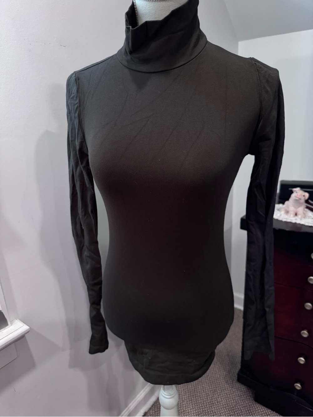 Dark Gray Long Sleeve Turtleneck Top